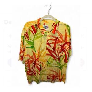 Rare Vintage Jams World Hawaiian Shirt size XXL Multi Color Leaves
